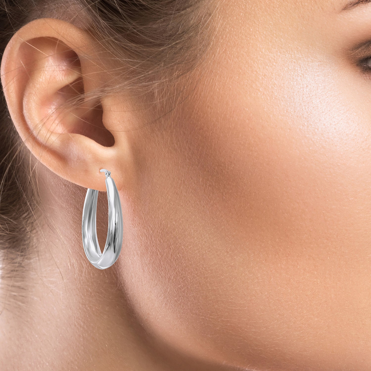 Womens Sterling Silver Hoop Earrings