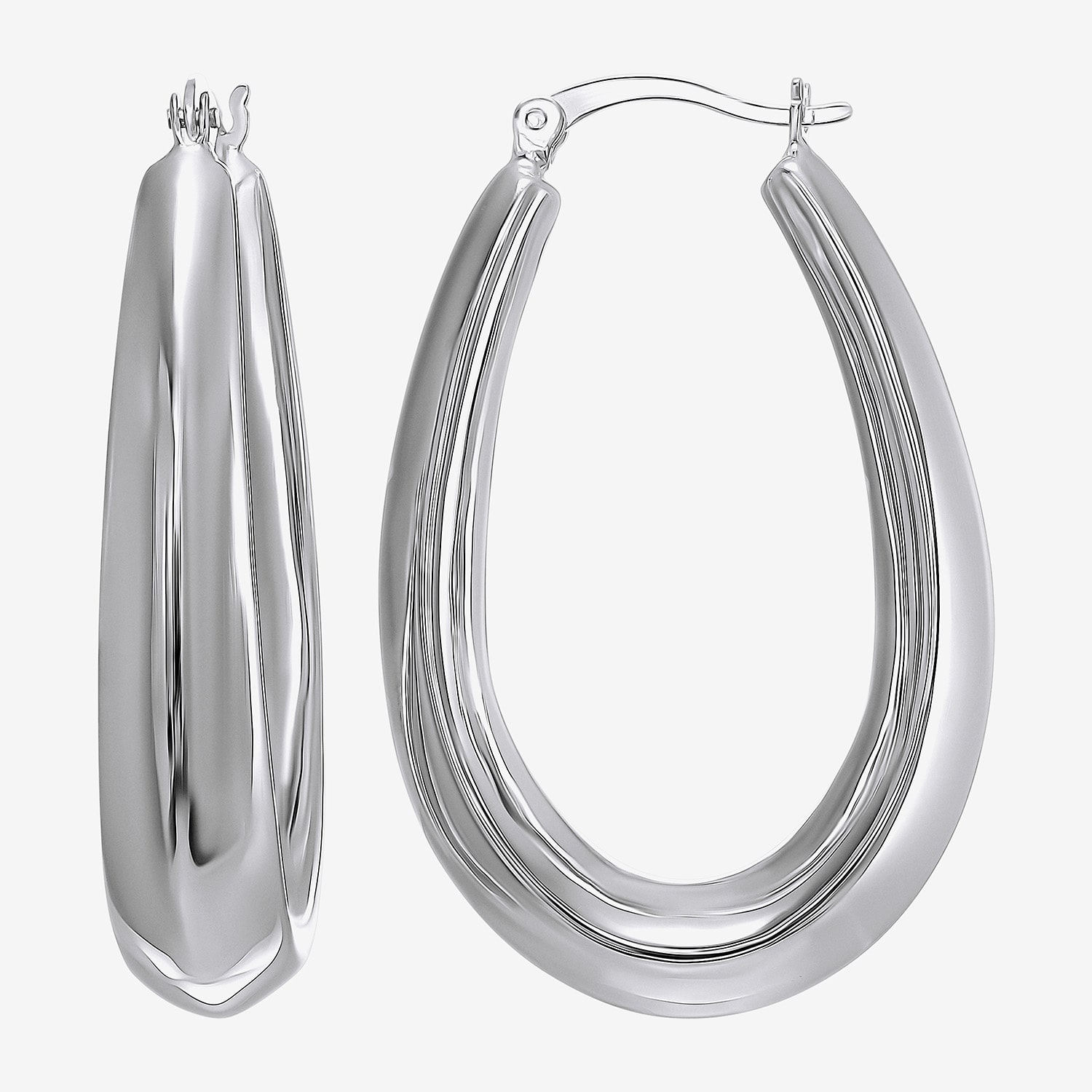 Womens Sterling Silver Hoop Earrings