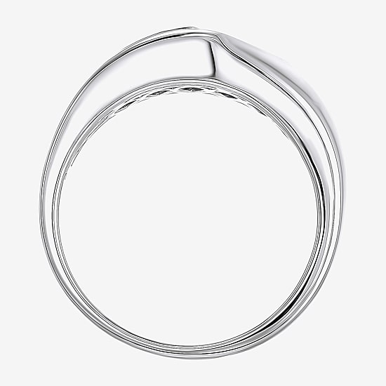 Mens White Cubic Zirconia Sterling Silver Band