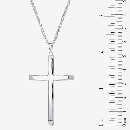 Religious Jewelry Cross Mens Sterling Silver Cross 24 Inch Pendant Necklace