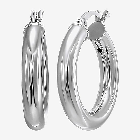 Womens Sterling Silver 22mm Hoop Earrings