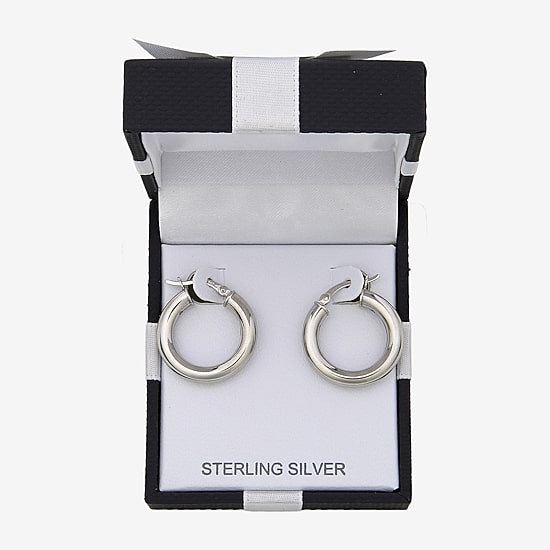 Womens Sterling Silver 22mm Hoop Earrings