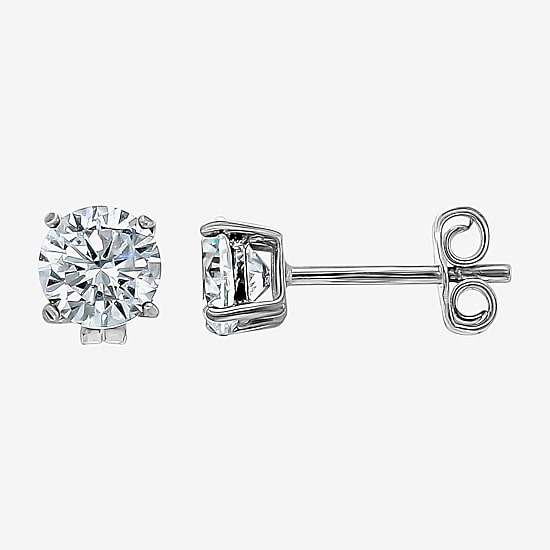 Womens White Cubic Zirconia Sterling Silver 3 Pair Earring Set