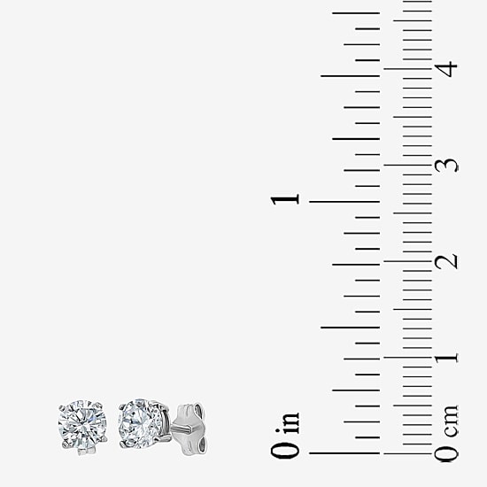 Womens White Cubic Zirconia Sterling Silver 2 Pair Earring Set