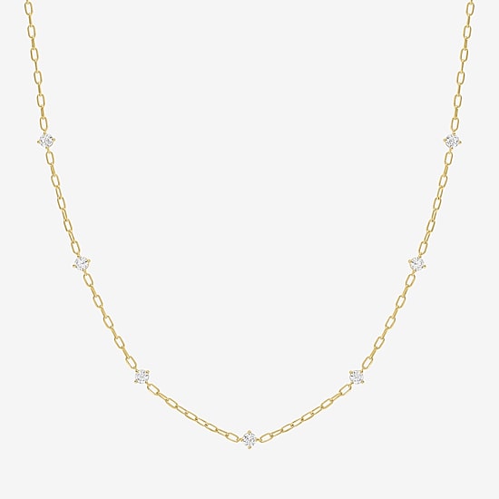 Diamond Addiction (G-H / Si2-I1) Womens 14K Gold Over Silver 20 Inch Link Chain Necklace