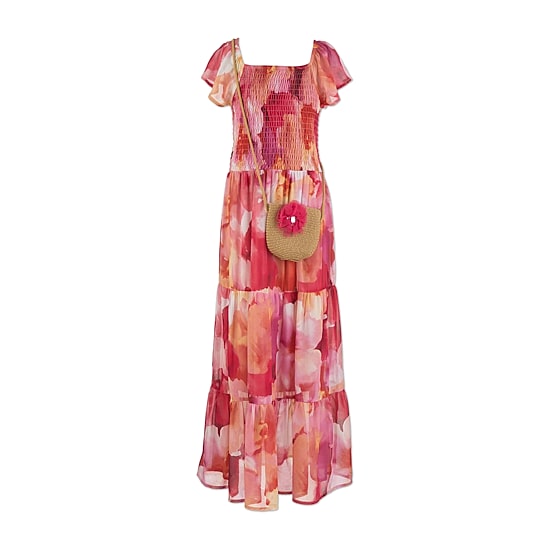 Speechless Big Kid Girls Ruffled Short Sleeve Floral Maxi Dress