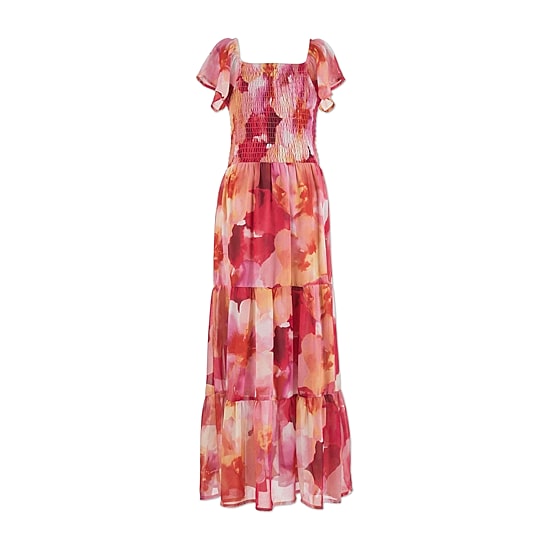 Speechless Big Kid Girls Ruffled Short Sleeve Floral Maxi Dress