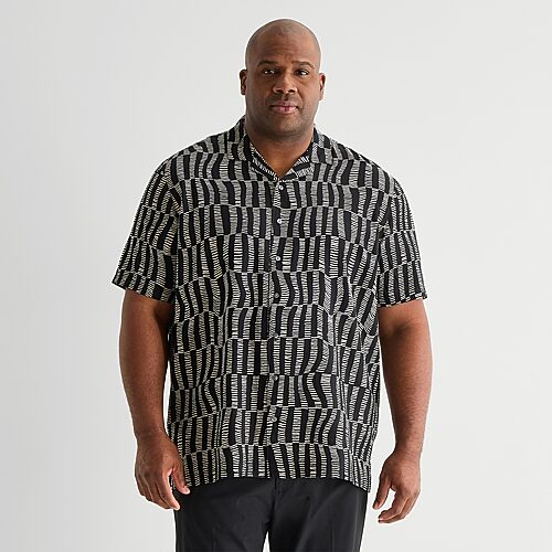 J. Ferrar Mens Short Sleeve Big and Tall Camp Shirt, 4x-large, Black
