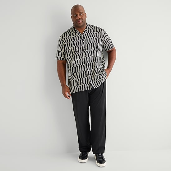 J. Ferrar Mens Short Sleeve Big and Tall Camp Shirt