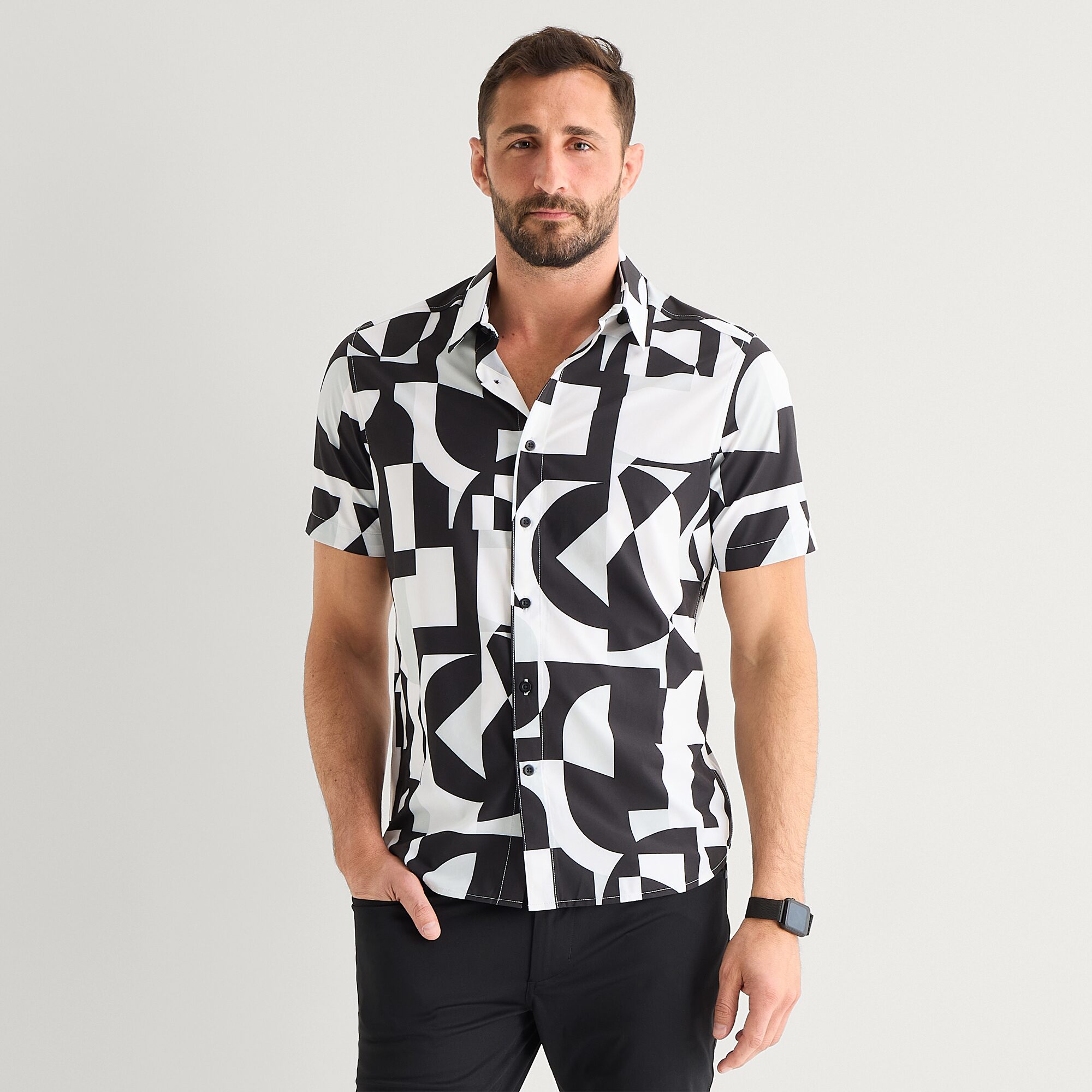 Stylus Mens Short Sleeve Regular Fit Button-Down Shirt