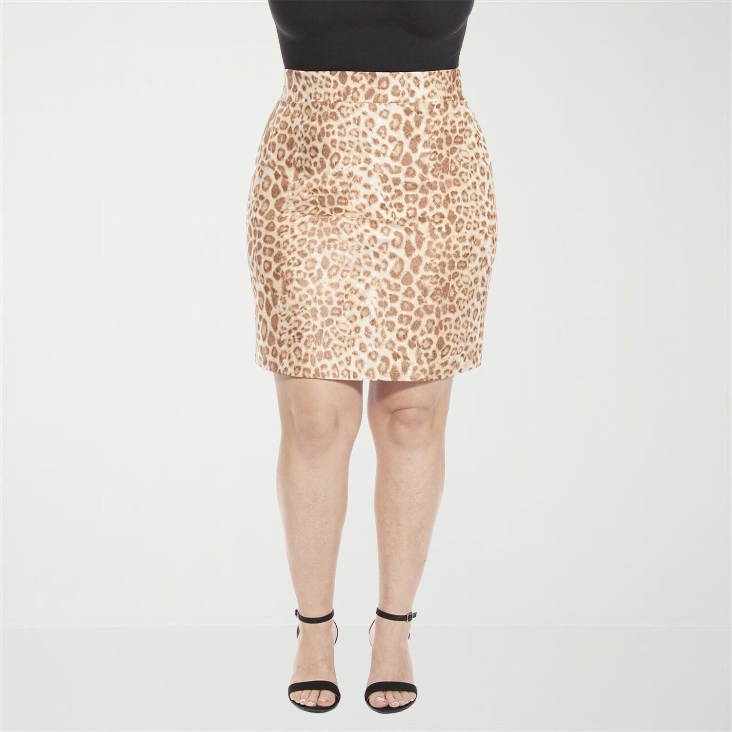 24seven Comfort Apparel Womens Plus Mid Rise STRETCH FABRIC Pencil Skirt