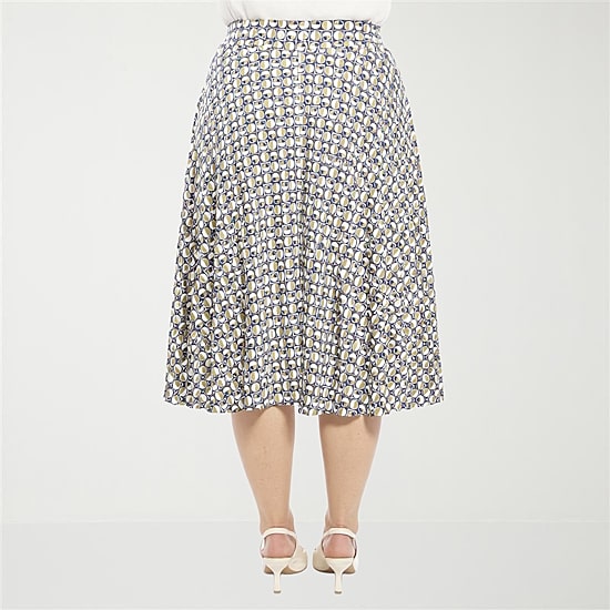 24seven Comfort Apparel Womens Plus Mid Rise Midi A-Line Skirt