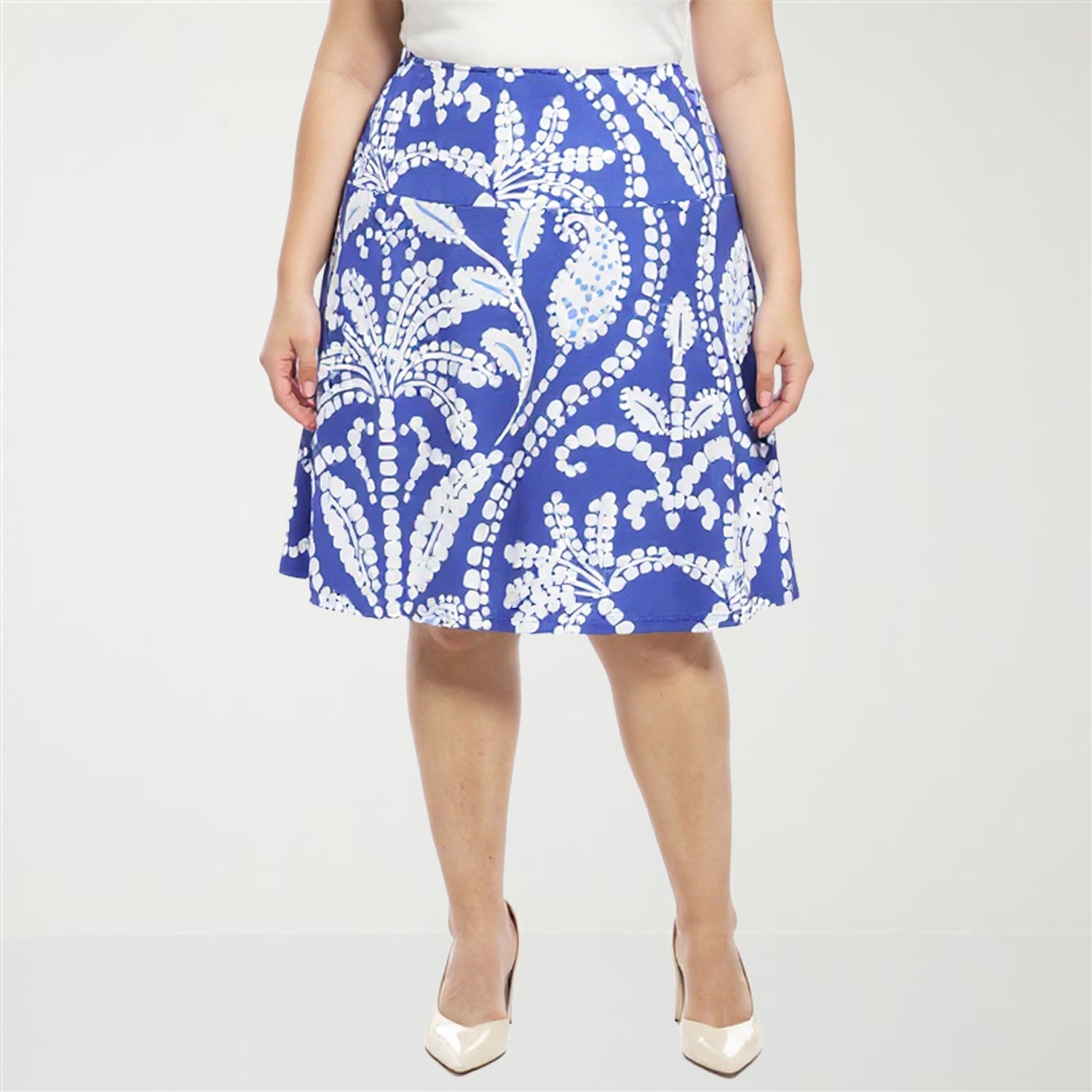 24seven Comfort Apparel Womens Plus Mid Rise A-Line Skirt