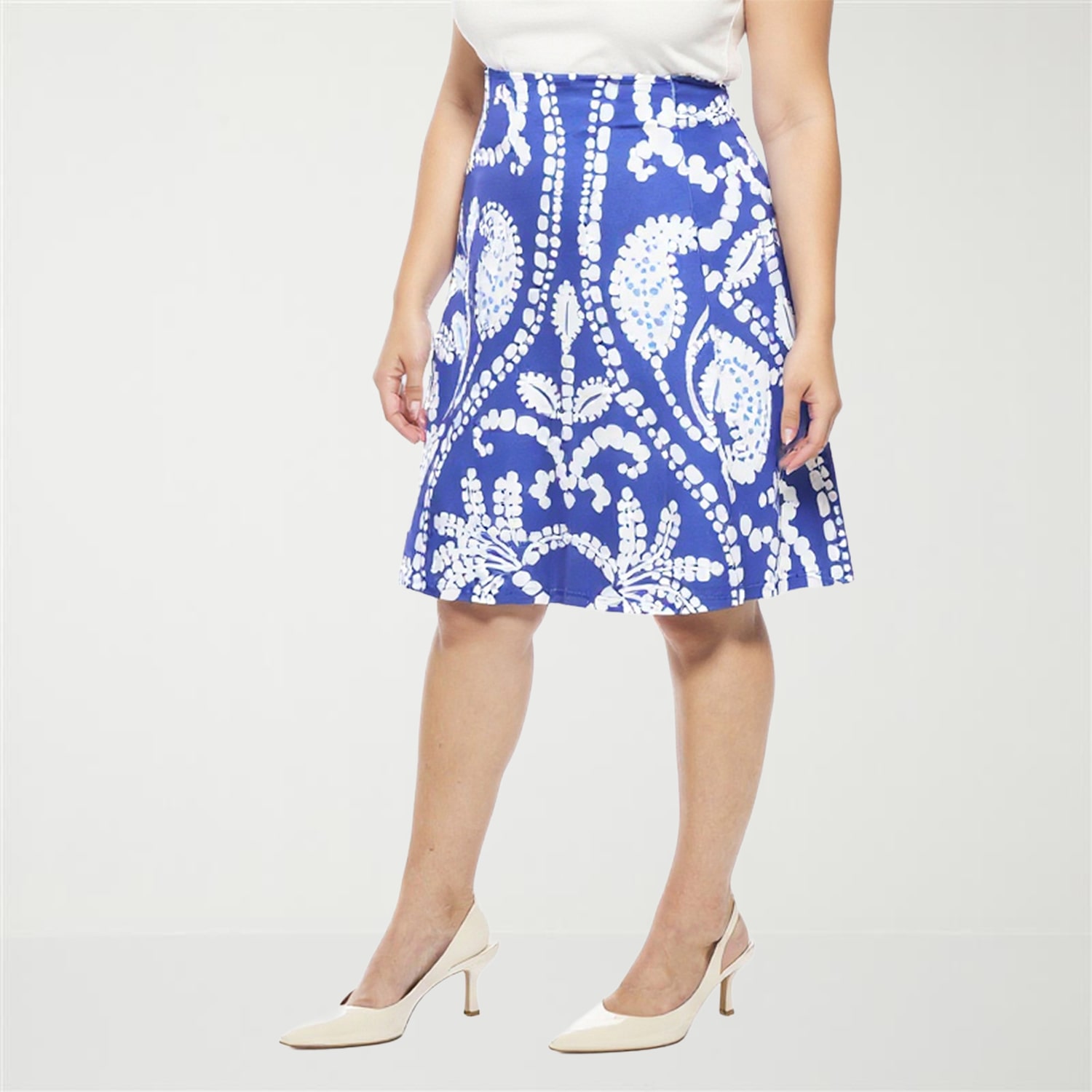 24seven Comfort Apparel Womens Plus Mid Rise A-Line Skirt