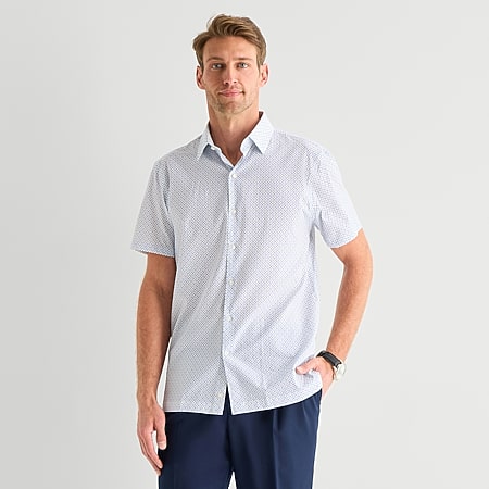 mens stafford short sleeve dress shirts Stafford Mens Plus Size 20 Shirt Short Sleeve Blue Striped