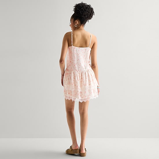 Arizona Womens Juniors Square Neck Sleeveless Babydoll Dress