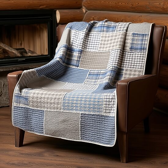 Donna Sharp Slate Cobblestone  Pieced Cotton Quilted Lightweight Throw