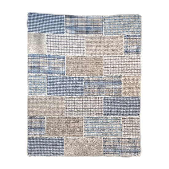 Donna Sharp Slate Cobblestone  Pieced Cotton Quilted Lightweight Throw