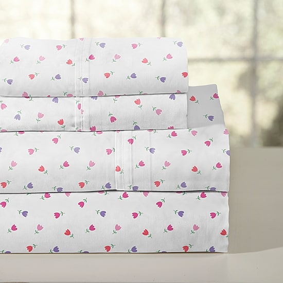 Pointehaven 200 Thread Count Crisp Printed Cotton Sheet Set