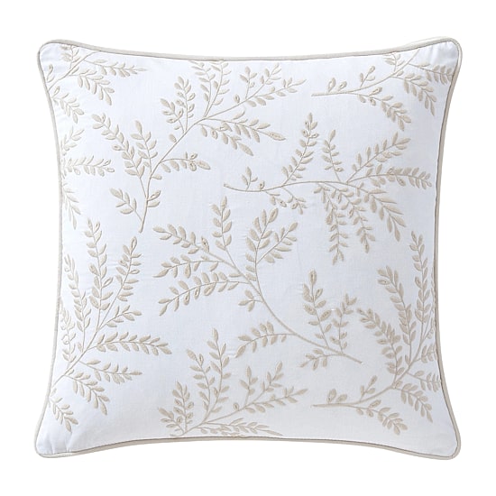 Martha Stewart Murray Leaves Embroidered 18x18 Square Throw Pillow