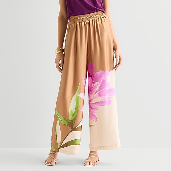Worthington Womens Wide Leg High Rise Pull-On Pant