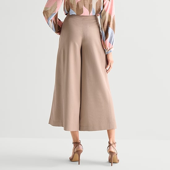 Worthington Womens Wide Leg High Rise Cropped Pant