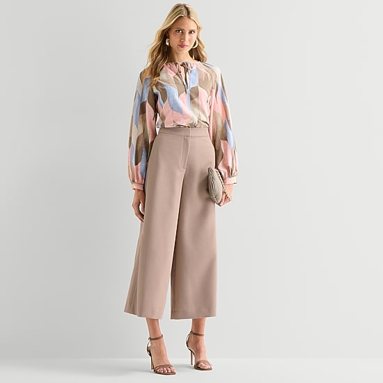 Worthington Womens Wide Leg High Rise Cropped Pant