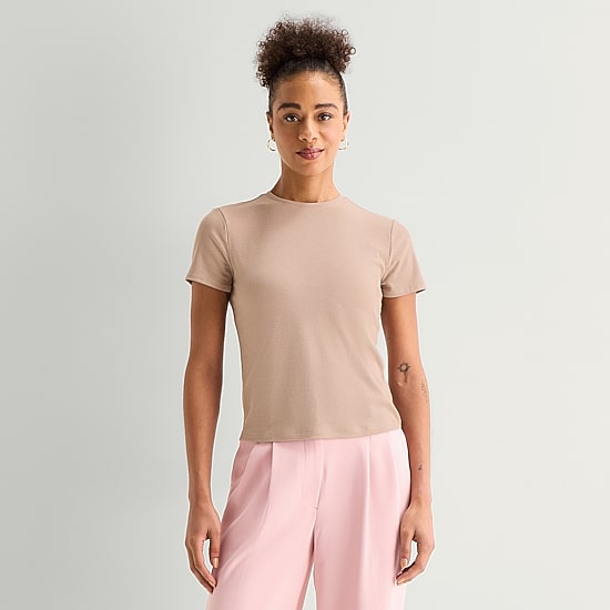 Worthington Womens Crew Neck Short Sleeve T-Shirt