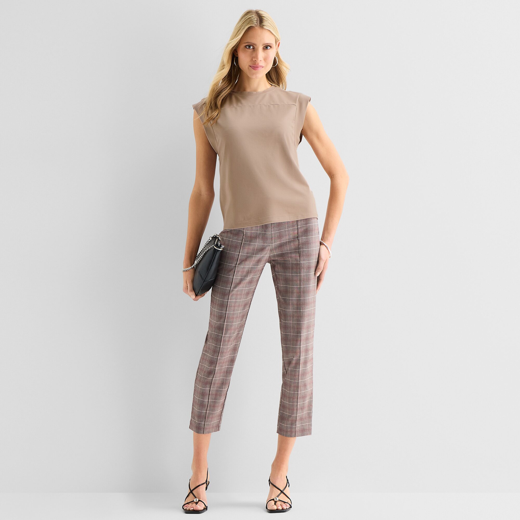 Worthington Womens Crew Neck Sleeveless Blouse