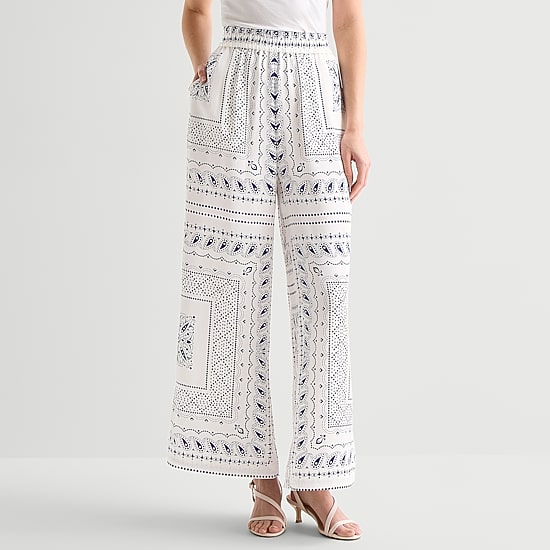 Worthington Womens Wide Leg Mid Rise Trouser