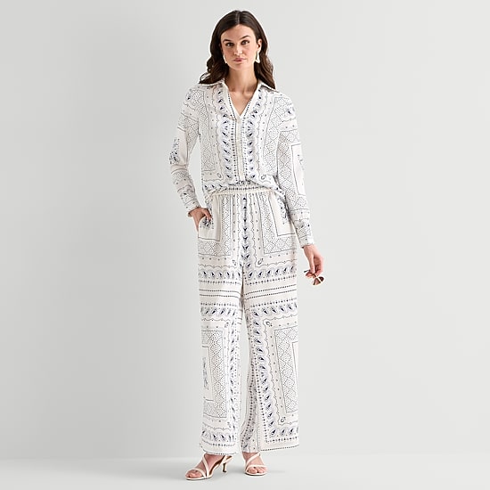 Worthington Womens Wide Leg Mid Rise Trouser
