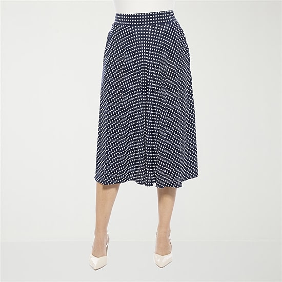 24seven Comfort Apparel Womens Mid Rise Midi A-Line Skirt