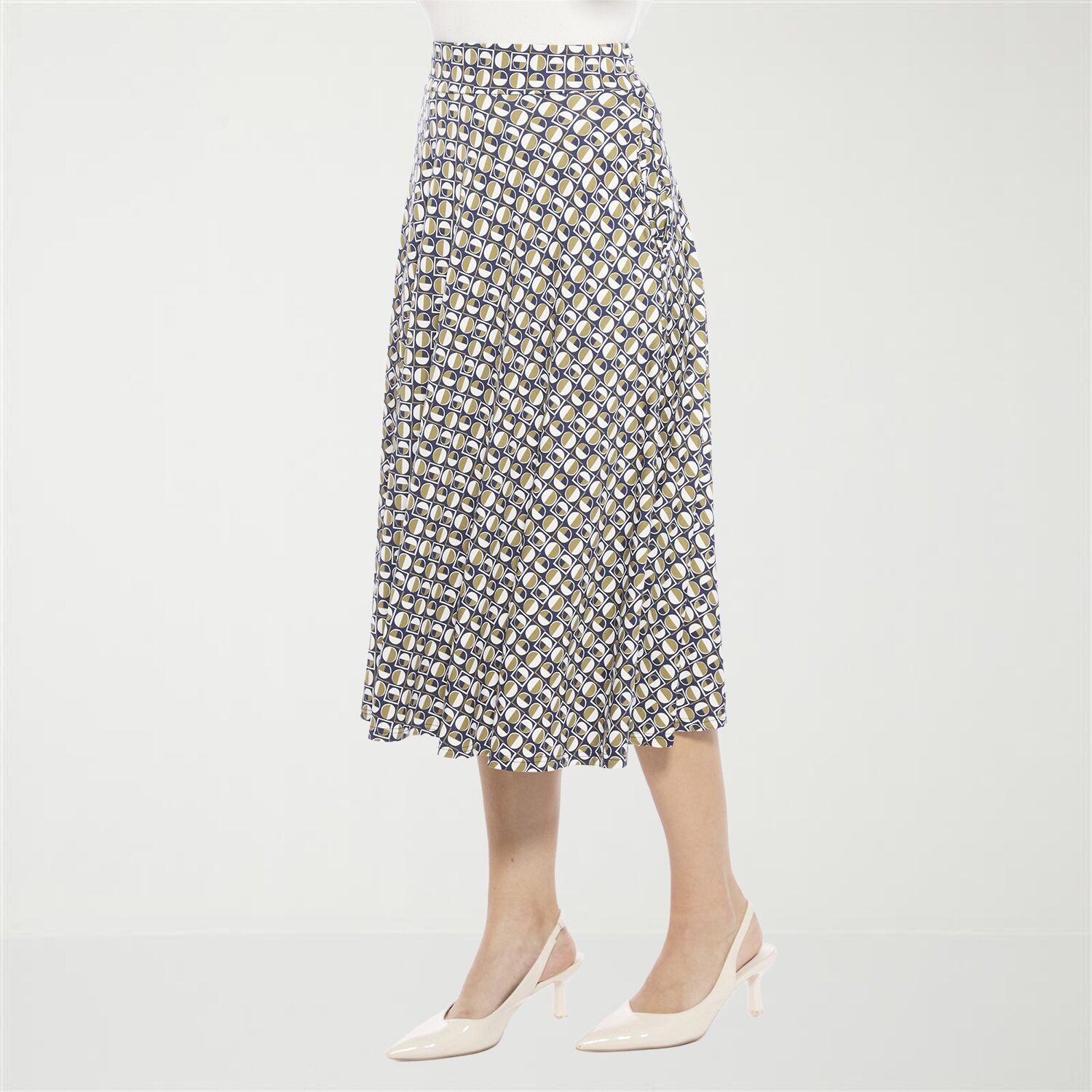 24seven Comfort Apparel Womens Mid Rise Midi A-Line Skirt
