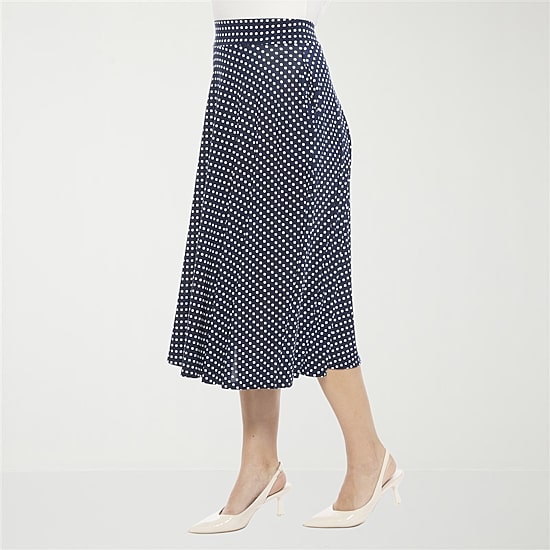 24seven Comfort Apparel Womens Mid Rise Midi A-Line Skirt