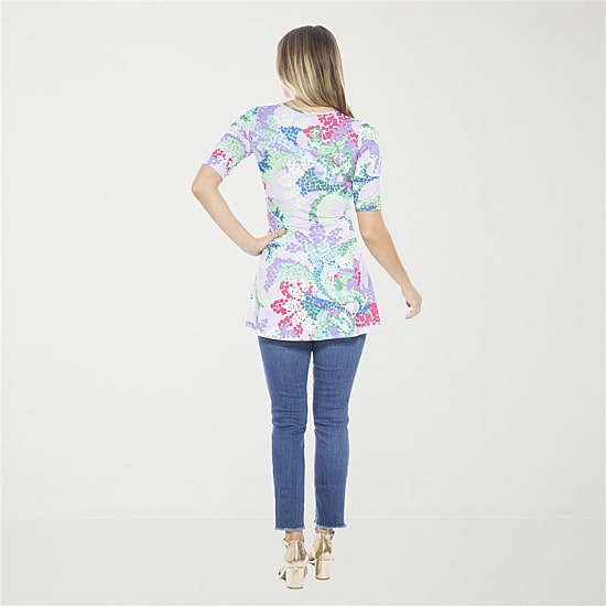 24seven Comfort Apparel Womens Elbow Sleeve Relaxed Fit Henley Shirt