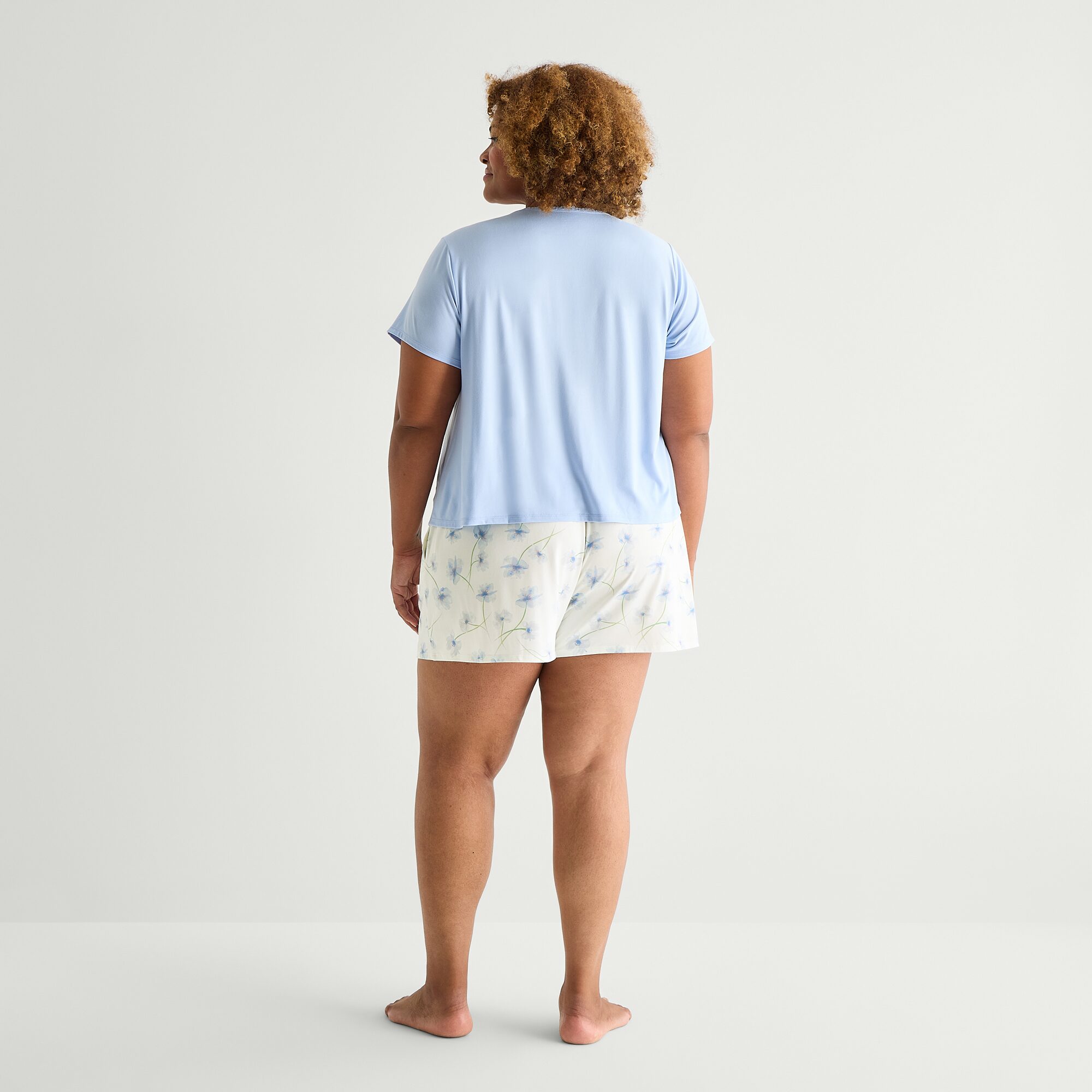Ambrielle Womens V-Neck Short Sleeve 3-pc. Plus Pajama Set