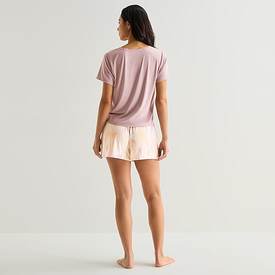 Ambrielle Womens V-Neck Short Sleeve 3-pc. Pajama Set