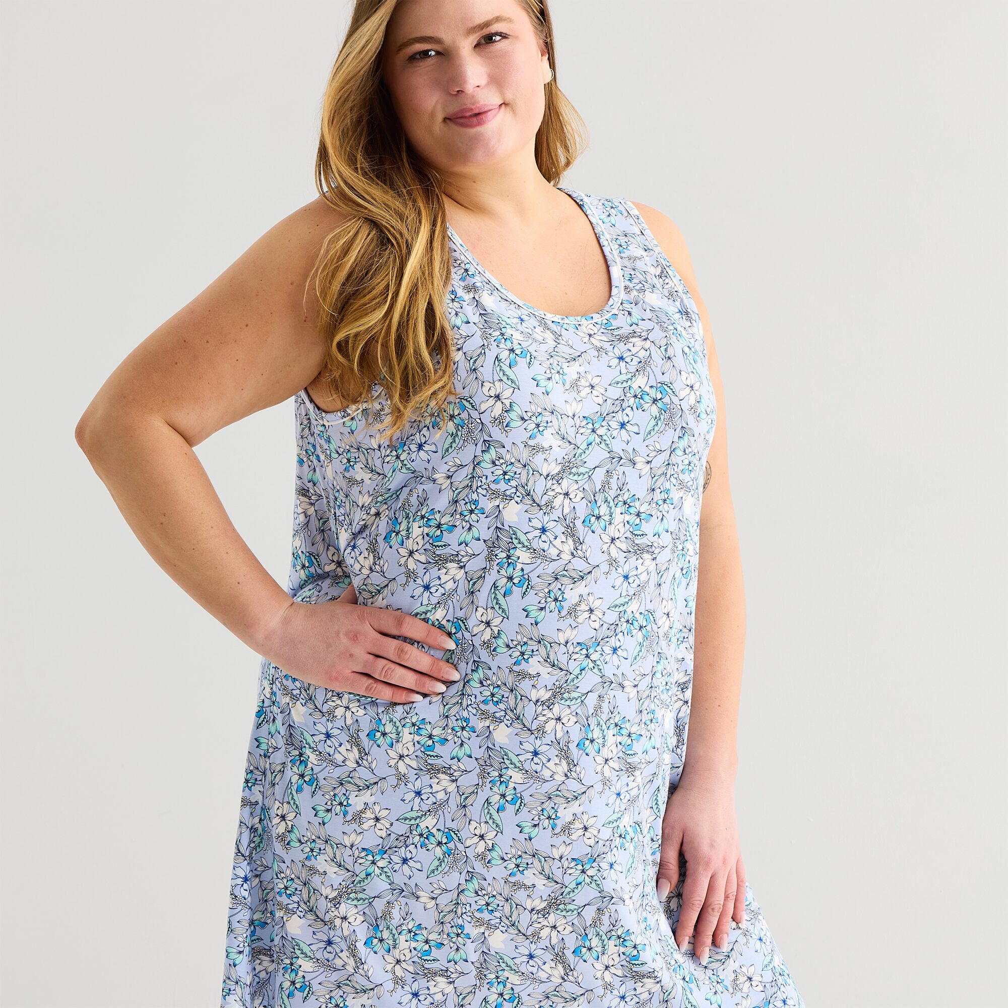 Liz Claiborne Cool and Calm Womens Plus Sleeveless Crew Neck Nightshirt