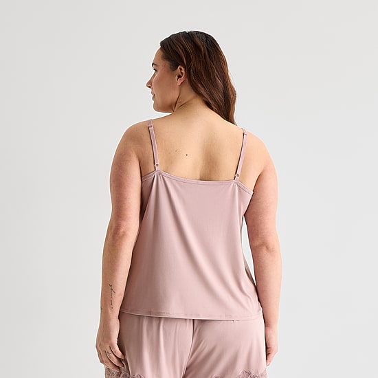 Ambrielle Womens V Neck Sleeveless Plus Pajama Top