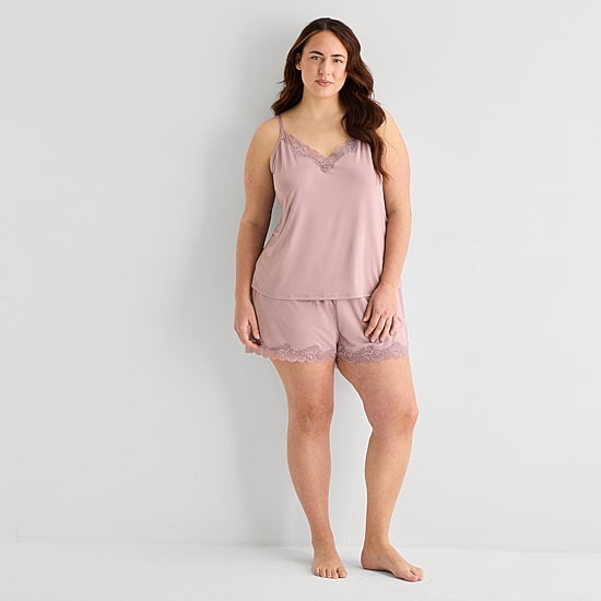 Ambrielle Womens V Neck Sleeveless Plus Pajama Top