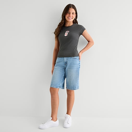 Diet Coke Baby Tee Womens Juniors Crew Neck Short Sleeve Regular Fit Graphic T-Shirt