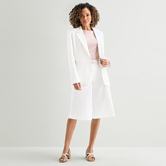 Liz Claiborne Linen Womens Classic Fit Blazer
