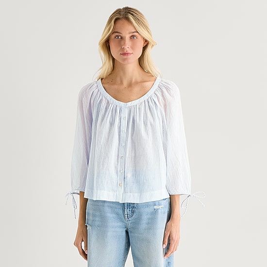 A.N.A Womens Boat Neck 3/4 Sleeve Blouse
