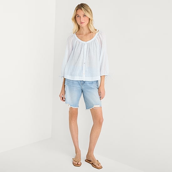 A.N.A Womens Boat Neck 3/4 Sleeve Blouse