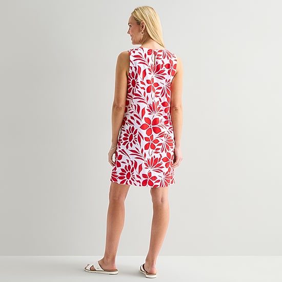 St. John's Bay Womens Crew Neck Sleeveless A-Line Dress