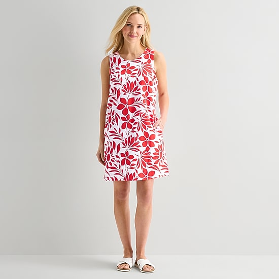 St. John's Bay Womens Crew Neck Sleeveless A-Line Dress