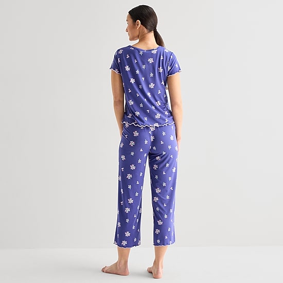 Jaclyn Womens Crew Neck Short Sleeve 2-pc. Pajama Set