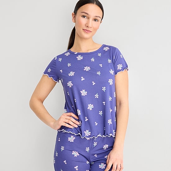 Jaclyn Womens Crew Neck Short Sleeve 2-pc. Pajama Set
