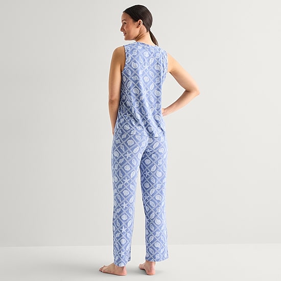 Jaclyn Womens Crew Neck Sleeveless 2-pc. Pajama Set