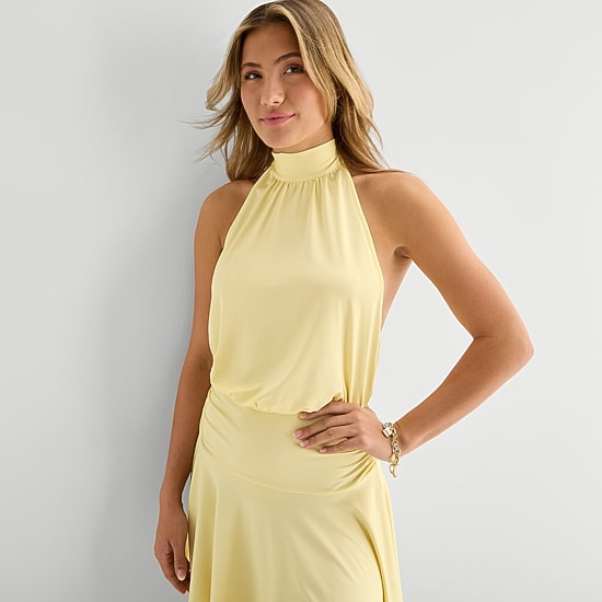 Forever 21 Womens Juniors Halter Neck Sleeveless A-Line Dress